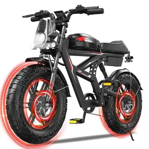 Electric Bike for Adults Dual Motor 2000W AWD 34MPH Speed 50 Mile Long Range 25Ah Battery 20 Inch Off Road Fat Tires 7 Speed Hydraulic Brakes Suspension App Control NFC Start with Speakers Warranty