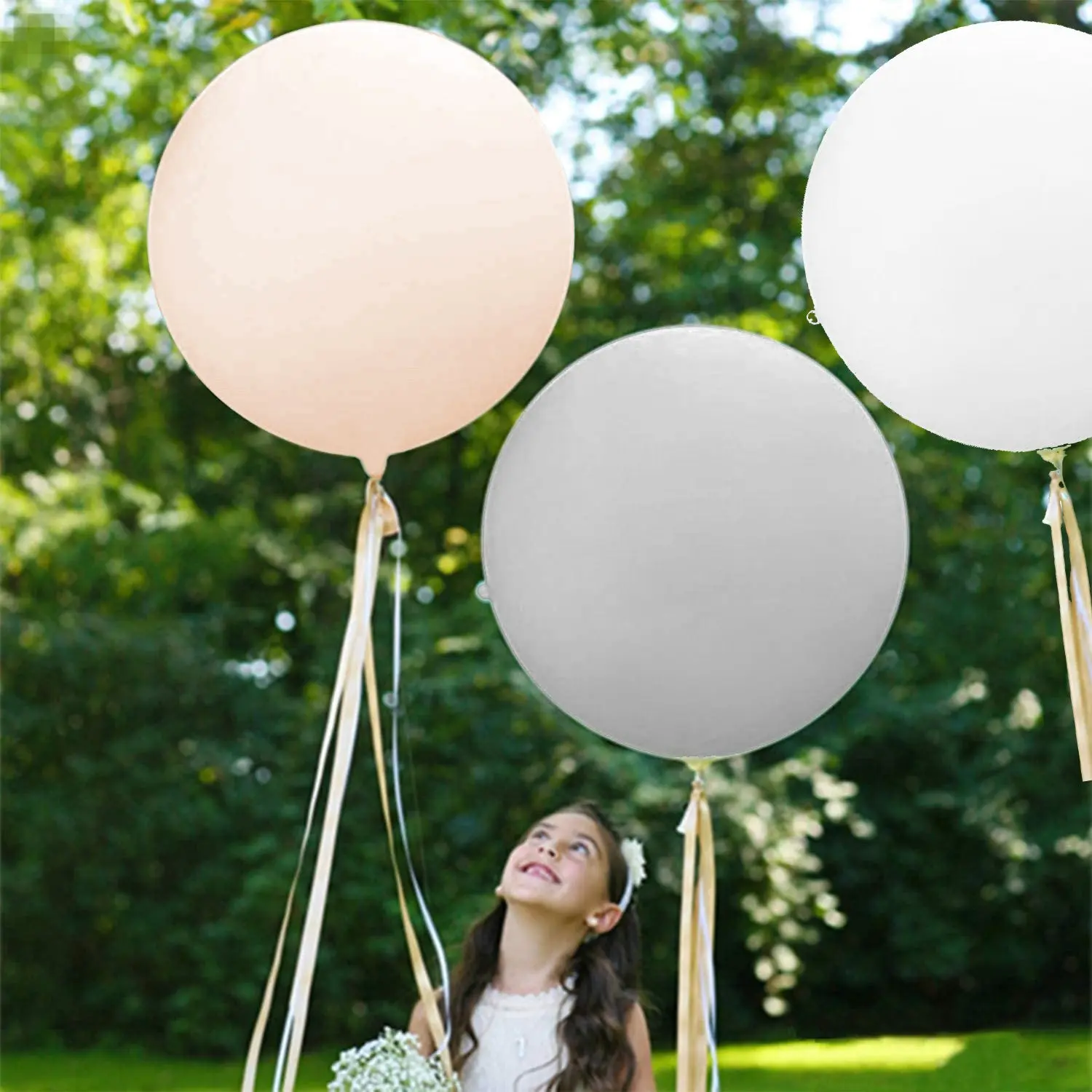 (2 foot) Giant Neutral Balloons in Gray, White, Blush, Mauve, or Mocha 24"   No Helium Required Balloons Thick Decoration
