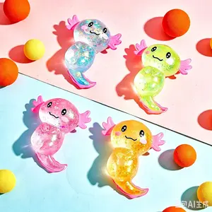 2pcs edge control squishy dumpling squishy Axolotl Squishy Toy Glitter Water Beads Squeeze Toy Stress Relief Stretchy Soft Sensory Toy for Kids Adults