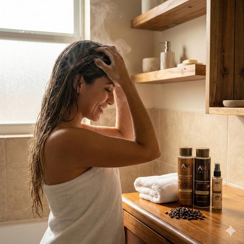 AMELI KIT SHAMPOO TRATAMIENTO NANOREPOLIZADOR Y TONICO DE CAFE Haircare with Coffee Extract for Daily Use Cleanser & Conditioner Haircare Daily Use Daily Use Haircare