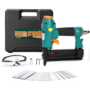 Pneumatic Brad Nailer - 18 Gauge 2-in-1 Nailer, 5/8'' to 2'' Brad Nails and 5/8'' to 1-5/8'' Crown Staples, Safety Glasses and 1000 count Nails, for Carpentry, DIY, Woodworking