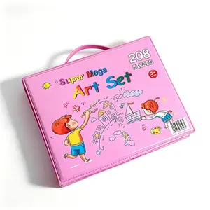 Art Supplies, 208-Piece Drawing Art Kit, Giftsfor Kids Girls Boys Teens, Art Set Crafts Casewith Double Sided Trifold Easel, IncludesSketch Pads, Crayons, Colored Pencils, Giftsfor kids (Pink)