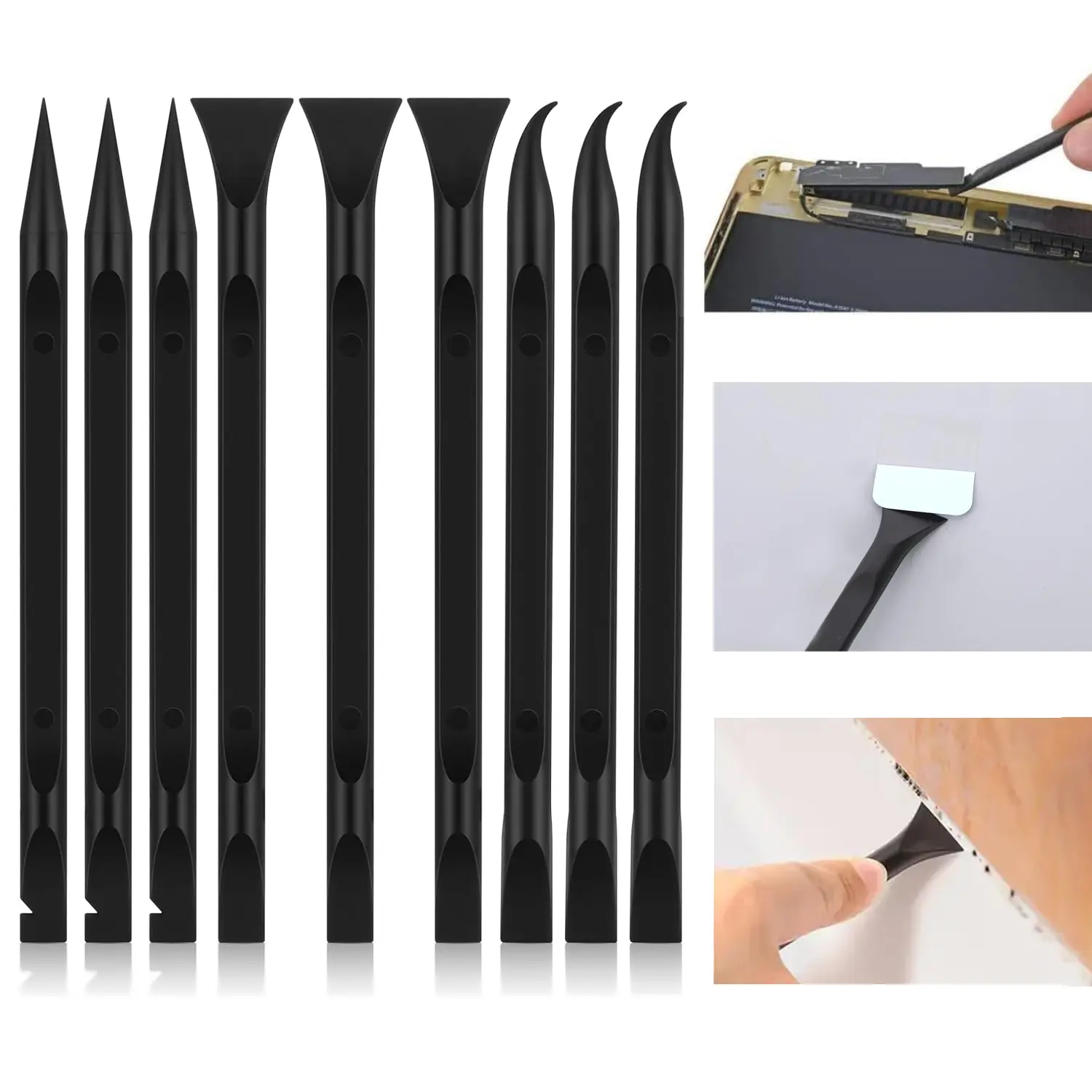 9 PCS Black Small Plastic Scraper Set - Pen-Shaped Multi-Purpose Craft Scrapers for Narrow Spaces & Gaps, Ideal for Removing Oil Stains, Labels, Dirt, Paint (Home Improvement, Paint Supplies Tool), Scraper Set Scrapers
