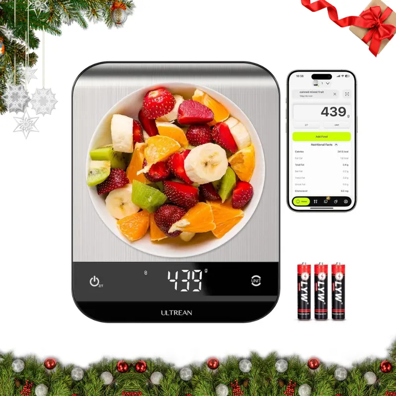 Ultrean Smart Digital Kitchen Scale, with High Precision 0.1g/0.001oz & App for Tracking Food, Calories, Macros, Dieting, Cooking, and Baby Food