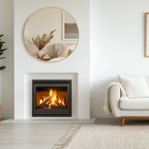 AuraHome 30-Inch Large Round Gold Vanity Mirror 🏛️ Modern Matte Metal Framed Wall Mirror - Shatterproof Tempered Glass for Bedroom, Bathroom & Living Room - High-End Round Decorative Mirror 2026