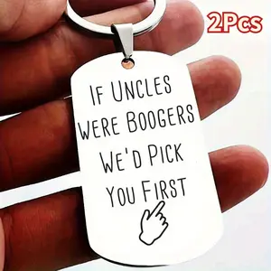 2Pcs Funny Uncle Keychain - Unique Gift for Father's Day from Nephew Niece - Humorous Token of Appreciation for Beloved Uncles