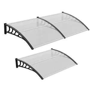 Window Awning Door Canopy Exterior, 40" x 80" Awnings for Doors Polycarbonate Cover Patio Door Awning Rain Snow Sunlight Protection Hollow Sheet (Clear Board & Black Bracket)