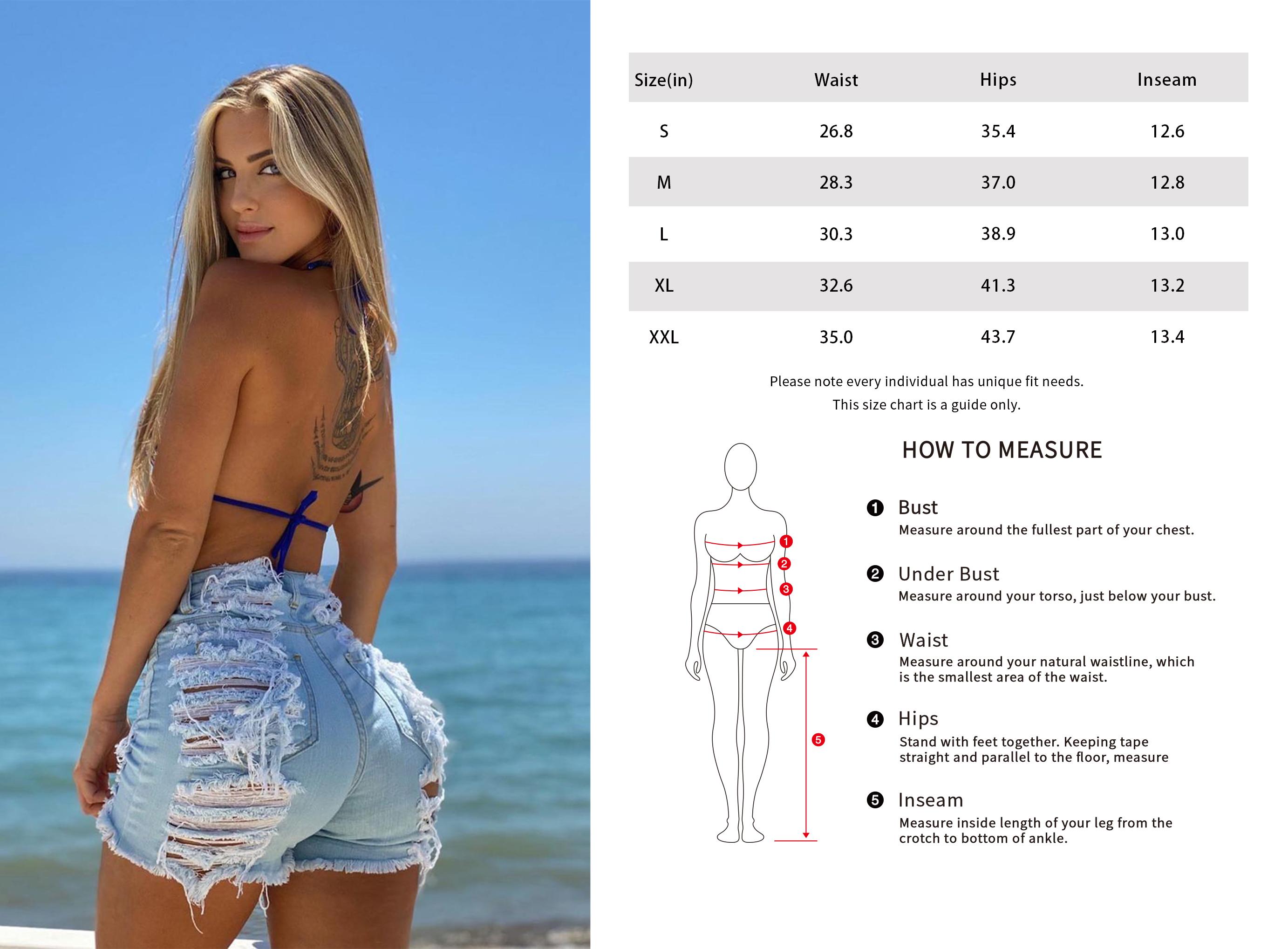 OYS Women's Sexy Summer Mid Waist Ripped Jean Shorts Frayed Hem Streetwear Basic Denim Shorts