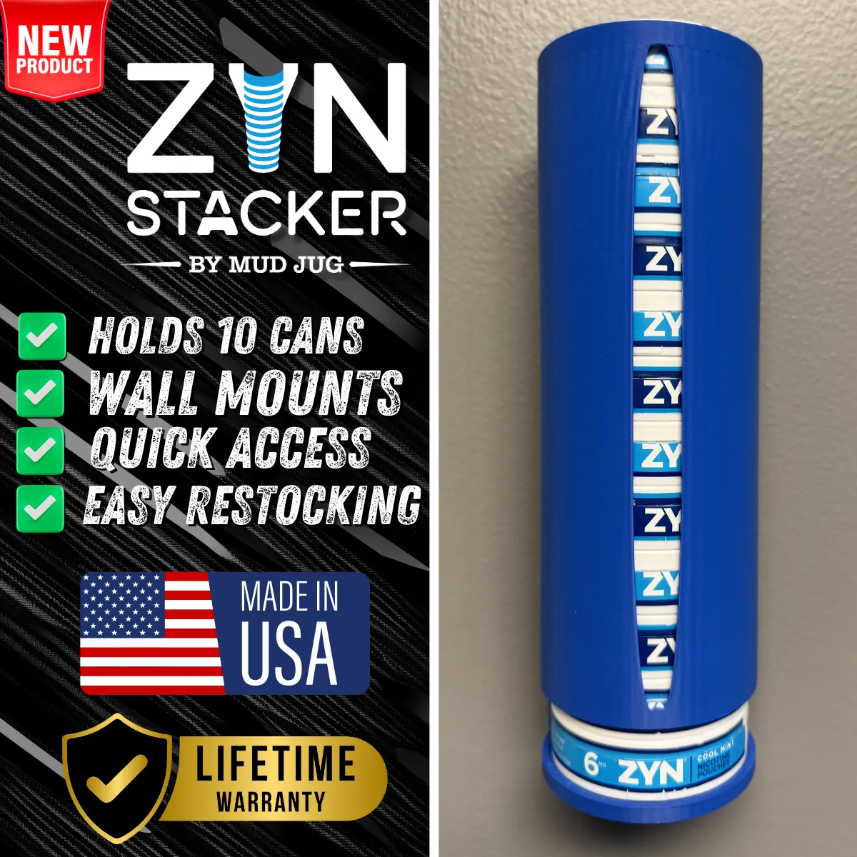 Zynergy Pouch/Snuff Easy access Zyn Bold Blue Stacker! Keep your Zyn organized, Zyn storage, Wall Mount or Countertop Storage