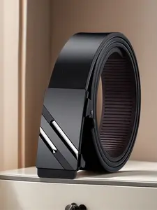 Men's Leather Belt Automatic Buckle, Business Casual Durable Waistband, Trendy Fashionable New Design, All Seasons Wear