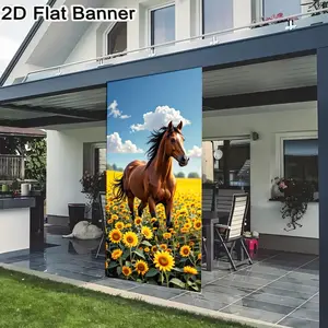 2D flat banner, 1pcMajestic Brown Horse with Black Mane Tail in Sunflower Field | Equestrian Sunflower Backdrop for Horse-Themed Decor, Golden Fields Photography Propgalentines party decor, valentine day decor, decorations for valentines day