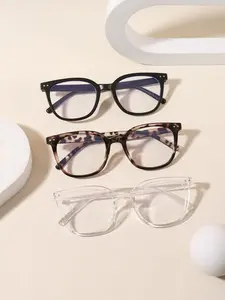 Women's Classic Casual Square Frame Glasses, Anti-Fatigue Anti-Glare, Fashionable Color Lightweight Frames for Computer Gaming & Home Office, Trendy Casual Eyeglasses