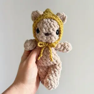Baby Finn Bear Crochet Plush Handmade Mini Bear Perfect for Gifts and Aesthetic Room Decor Mini Size Ideal for Gifting and Room Decor