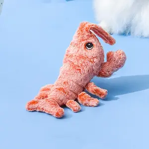 Pet Toy Electric Simulation Lobster Jumping Cat Toy Shrimp Moving Toy USB Charging Funny Plush Toys For Dog Cat Kid Washable Toy