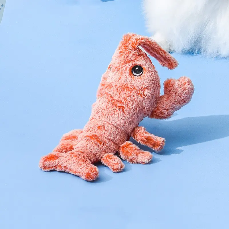 Pet Toy Electric Simulation Lobster Jumping Cat Toy Shrimp Moving Toy USB Charging Funny Plush Toys For Dog Cat Kid Washable Toy