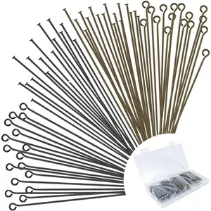 600 count 2 Inch Flat  Eye Pins for  Making DIY, Straight Bronze and Black Metal End Headpins for Craft Earring Bracelet Necklace Pendant Supplies