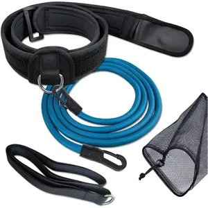 Adjustable Swim Training Belt with 2.2M Bungee Cord Adjustable Swim Tether for Stationary In-place Swimming Aquatic Resistance Water Exercise