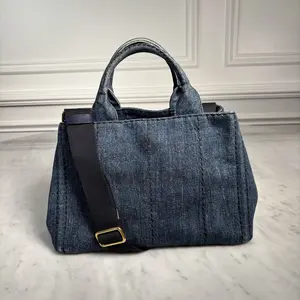 Pre-owned PRADA Denim Shoulder Bags Canapa 2Way Tote
