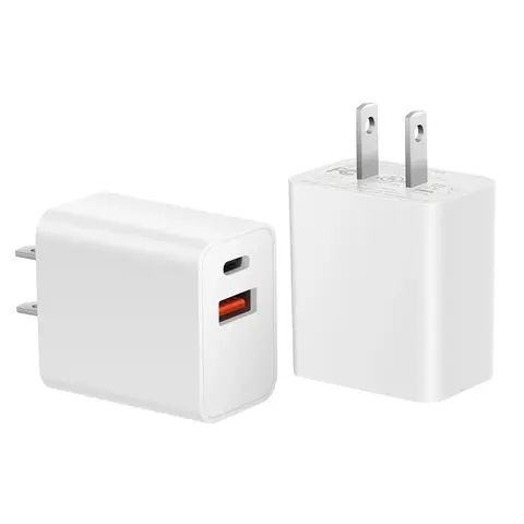 2 Pack-USB C+USB A 20W Max Dual Ports Fast Charger Adapter - US Plug PD Electronic Type C Charging Power Supply with Overheat Guard, Compact for Devices iPhone 17-11 Pro/12 Pro Max, Samsung Galaxy S25 Ultra-S22