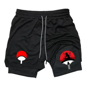 Itachi Akatsuki Uchiha Anime Graphic Sweat Shorts for Men Drawstring Athletic Shorts Japanese Streetwear Summer Outfits Men Shorts Gifts for Him