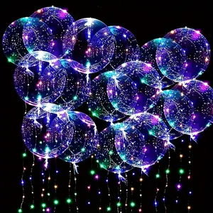 10pcs LED Lights with 10pcs 20inch LED Light Up Bobo Balloons String Lights Transparent Balloons for Birthday Wedding Christmas Party Graduation Season Decorations, Best for Christmas christmas halloween, Christening Balloons, Decoration for Party