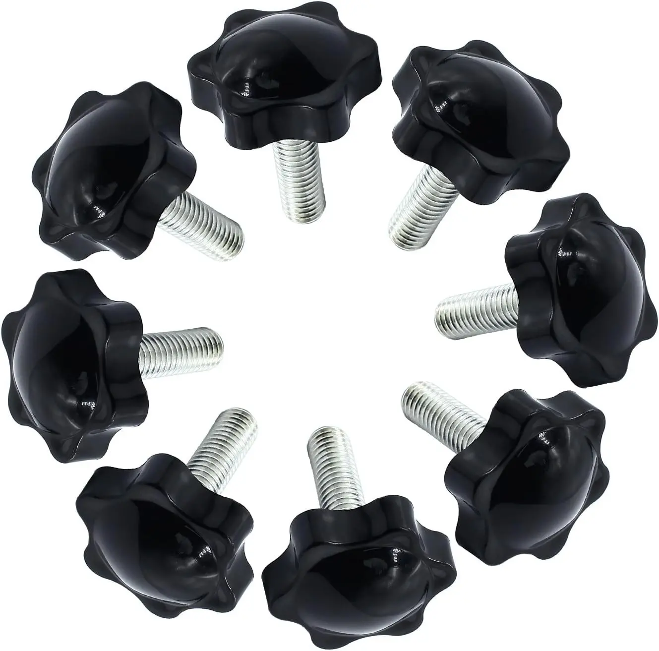 M8 x 25mm Thread Clamping Knob,Hex Star Knurled Thumb Screw Knobs,Tightening Screws Nuts Knob,6 Star Hand Knob Pack of 6