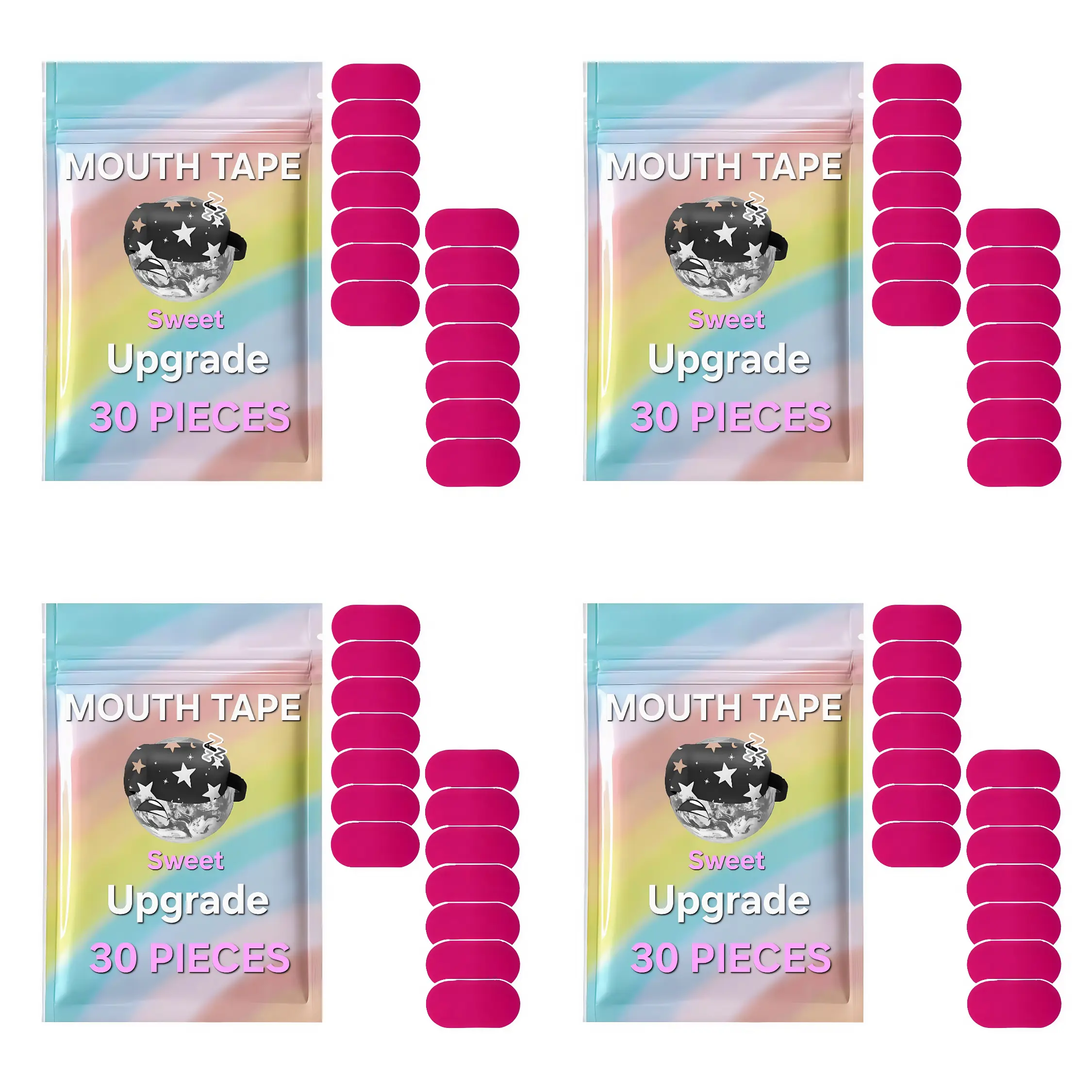Sweet Mouth Tape 1 - 4 month supply mouth tape, Pink and black , adhesion, 120 Strips, sports accessories,Gentle Healthcare
