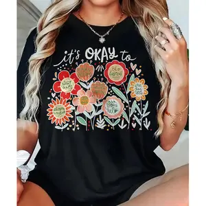 Positive Affirmation Floral Tee Soft Cotton Shirt For Teacher Nurse Gift And Everyday Outfit Wear