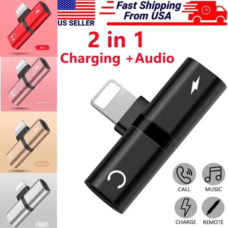 Iphone headphone adapter. Adapter for iPhone 14 13 12 11 Pro Max/11 Pro/ 11/X/8/7/7 Plus. 2 in 1 Lightning Adapter Splitter. Double lightning ports for dual Lightning Headphone Audio & Charge Adapter.Dark Blue