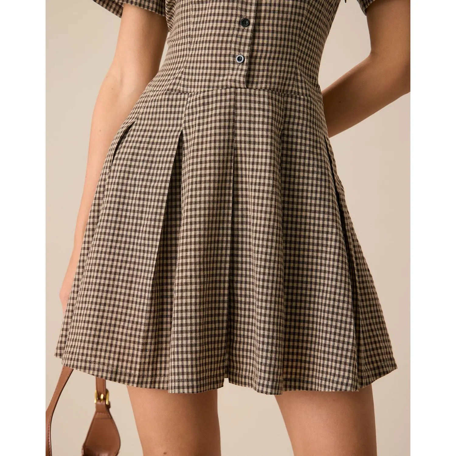 Rihoas Women's Soft Brown Plaid Lapel Pleated Cotton Skater Mini Dress - Cotton Fabric, Flattering Fit, 2-Way Wear (Casual, Office, Checked & Plaid Casual Dresses, Skirt Design Elements) - TikTok Shop Rihoas Women's Soft Brown Plaid Lapel Pleated Cotton Skater Mini Dress - Cotton Fabric, Flattering Fit, 2-Way Wear (Casual, Office, Checked & Plaid Casual Dresses, Skirt Design Elements) - TikTok Shop