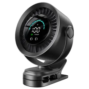 KIMMOO Portable Clip on Fan, 100-Speed Rechargeable USB Fan with LED Display, 360° Rotation & Strong Airflow Desk Fan, Up to 17 Hours Small Battery Fan for Outdoor Travel Camping Treadmill Car