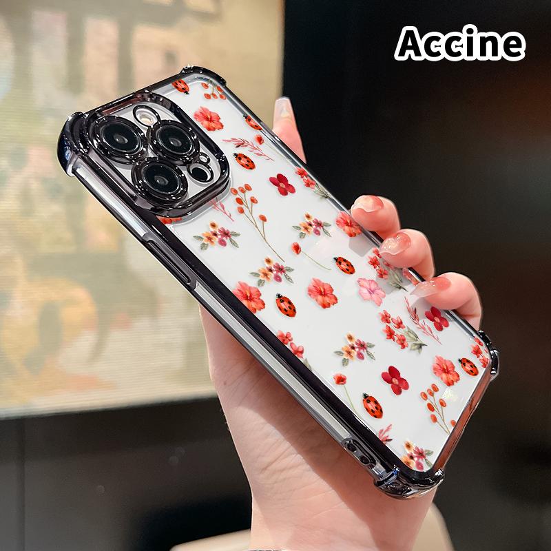 Floral Ladybug Symphony Pattern Four Corner Anti-Fall Phone Case Transparent Electroplated Protective Cover for iPhone 16 Pro Max 15 Plus 14 13 12 11 E Floral Ladybug Symphony Pattern Four Corner Anti-Fall Phone Case Transparent Electroplated Protective Cover for iPhone 16 Pro Max 15 Plus 14 13 12 11 E