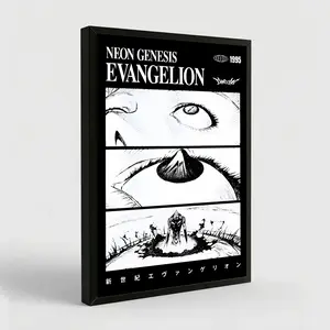 Evangelion Poster Iconic Scene Neon Genesis Anime Wall Art Vintage 90s Mecha Aesthetic Print