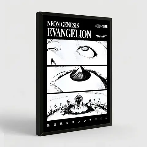 Evangelion Poster Iconic Scene Neon Genesis Anime Wall Art Vintage 90s Mecha Aesthetic Print