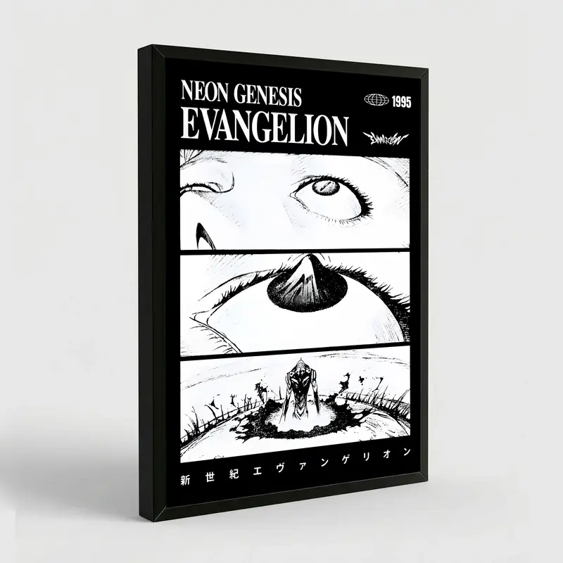 Evangelion Poster Iconic Scene Neon Genesis Anime Wall Art Vintage 90s Mecha Aesthetic Print