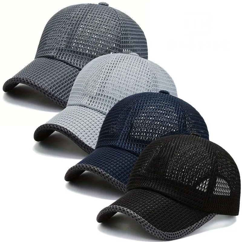 Men's 3-Pack Premium Quality Sports Outdoor Hats - Adjustable Snapback, Durable Mesh Honeycomb Gauze (Stands Up to Daily Wear), UV Eye Shield, Breathable Cap, Unisex Summer Outdoor Sports Accessory, Guys' Gift