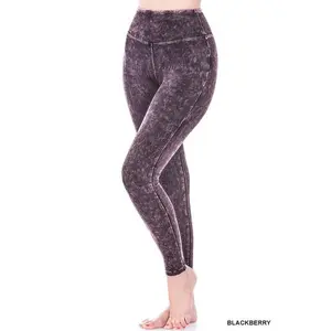 Mineral Washed Wide Waistband Yoga Leggings