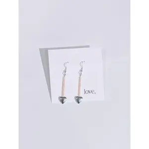 Beaded Hematite Heart Earrings