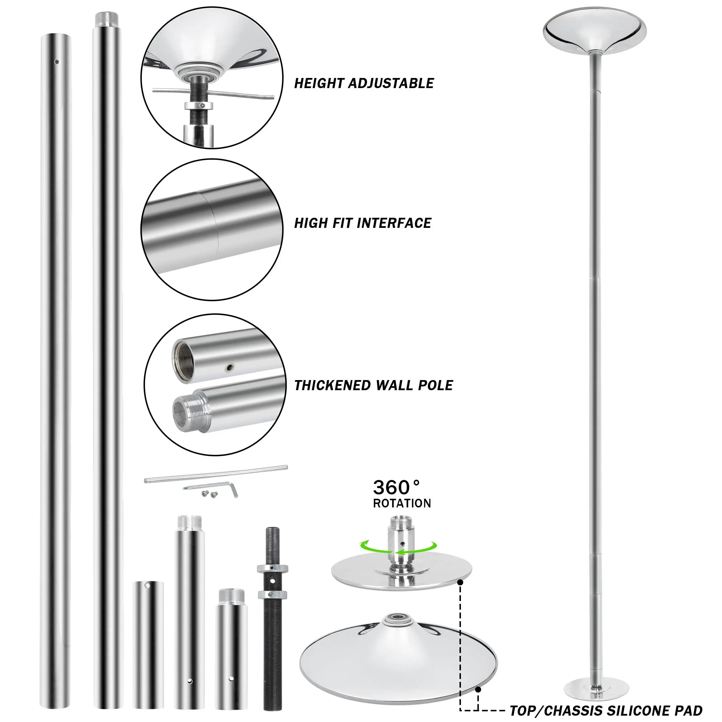 LEMY Removable Dancing Pole Kit 45mm Portable Fitness Dance Sport