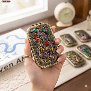 Aesthetic Vintage Peacock Compact Mirror – Royalcore Embossed Peacock Pocket Mirror, Retro Victorian 1X/2X Magnifying Handheld Travel Mirror for Women, Antique Gold Compact Essential Unique Birthday Gift for Her
