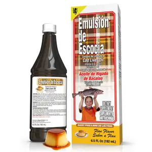 Emulsion De Escocia Cod Liver Oil With Flan Flavor – Omega-3 For Immune, Bone, Eye Health with Vitamins A & D – 6.5 Fl Oz