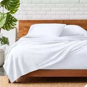 Twin XL White 3 Piece Ultra-Soft Double Brushed Sheet Set by Bare Home
