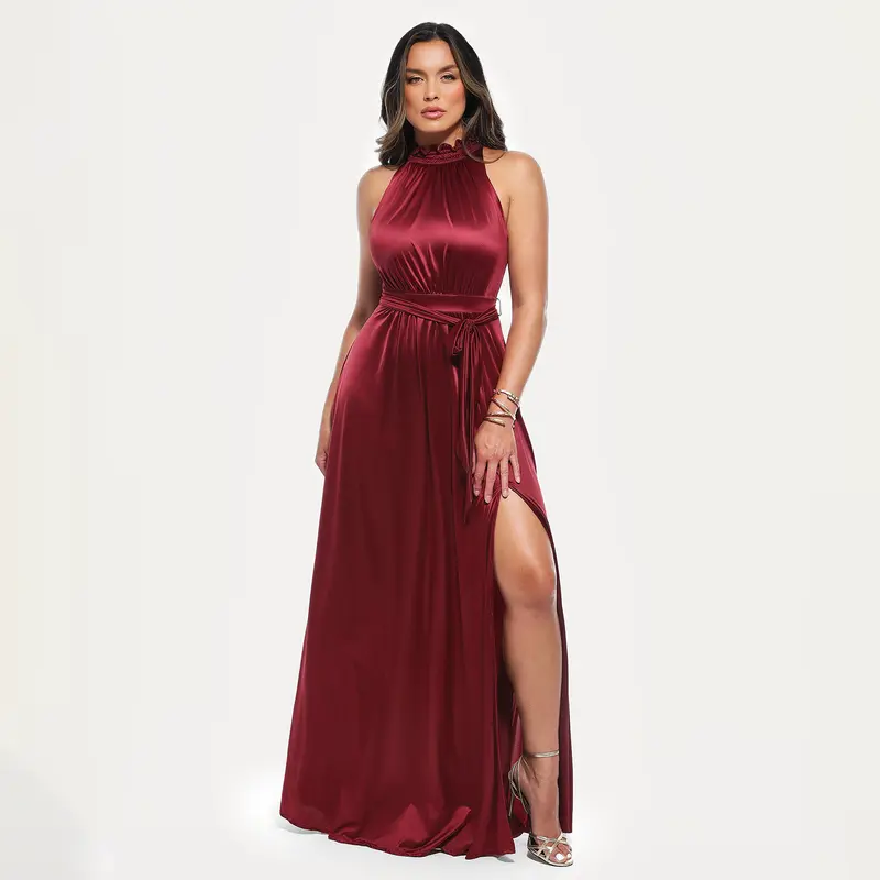 tummy control dresses formal Sequin Ruched Side Cut-out Back Velvet Mermaid Long Dress GLGL3322 main image 1