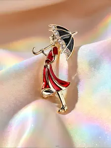 Korean Style Fashion Rhinestone Coat Umbrella Girl Brooch, Women's Pin, Festival Collar Pin, Clothing Accessory, Chest Flower, Jewellery
