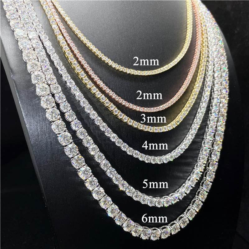 [Tennis Chain] Premium Unisex Moissanite Tennis Necklace for Men Original 925 Sterling Silver Hip Hop Tennis Bracelets for Women