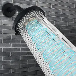 Turbo Propeller High Pressure Shower Head, Powerful Spray Flow, Small Silicone Nozzle, Universal Fit for High and Low Flow, Round Design