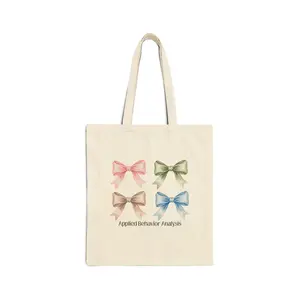 ABA Bow Canvas Tote Bag | Cute BCBA & RBT Everyday Tote