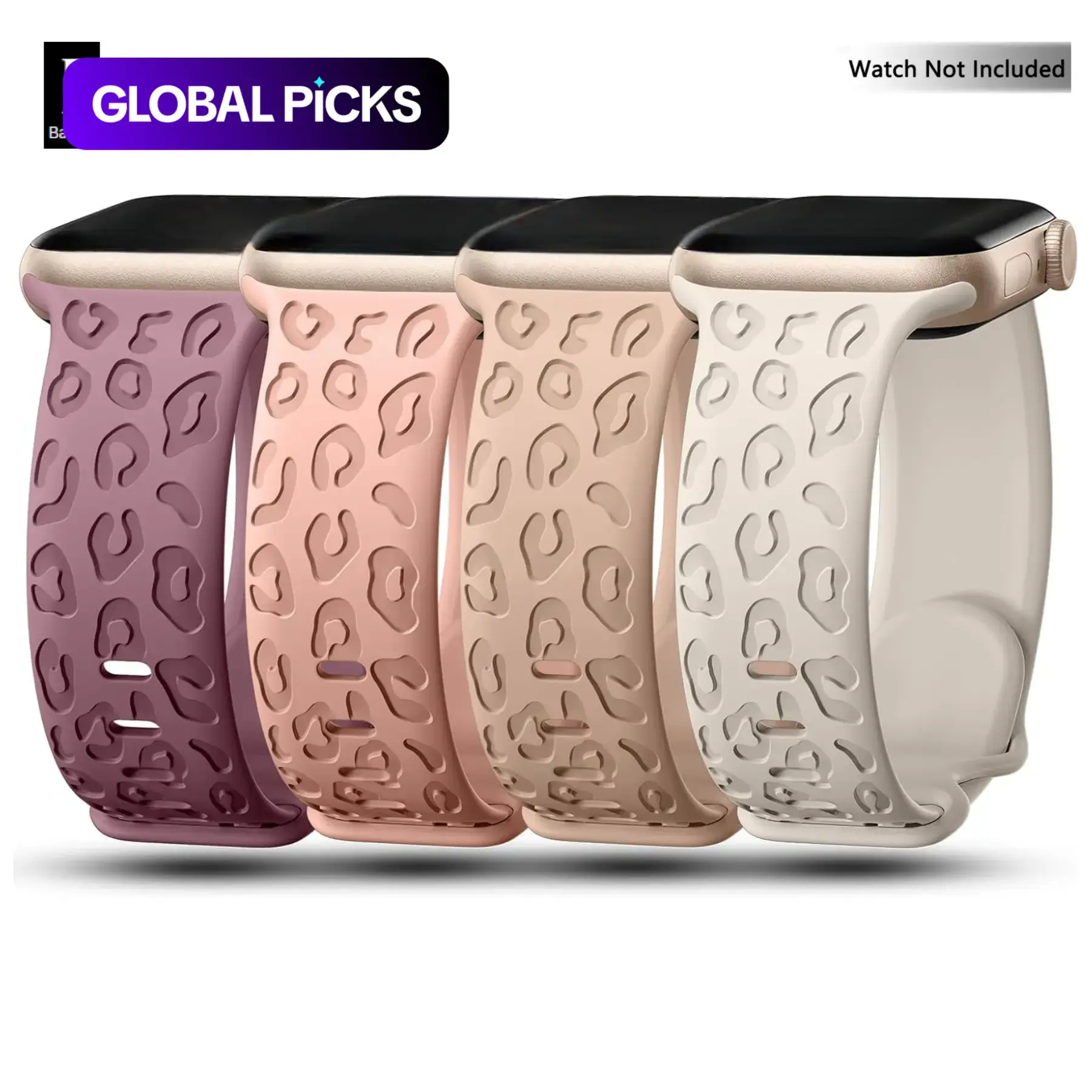 Fashion Engraved Leopard Pattern Watch Band, Smart Watch Straps, Smart Watch Accessories, Soft Silicone Smartwatch Strap Replacement for Women & Men, Wearable Accessory Compatible with Apple Watch Series, Best Friend Gift for Girls #GLOBAL PICKS