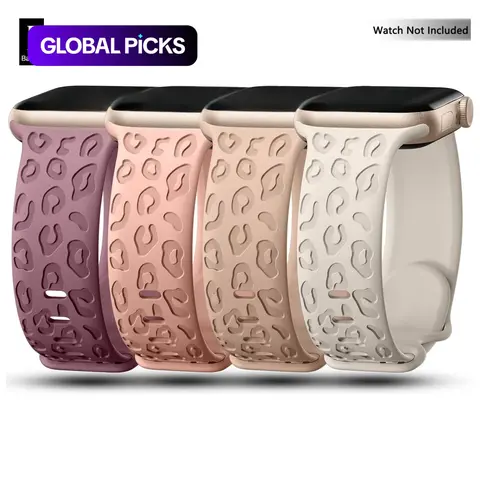 Fashion Engraved Leopard Pattern Watch Band, Smart Watch Straps, Smart Watch Accessories, Soft Silicone Smartwatch Strap Replacement for Women & Men, Wearable Accessory Compatible with Apple Watch Series, Best Friend Gift for Girls #GLOBAL PICKS