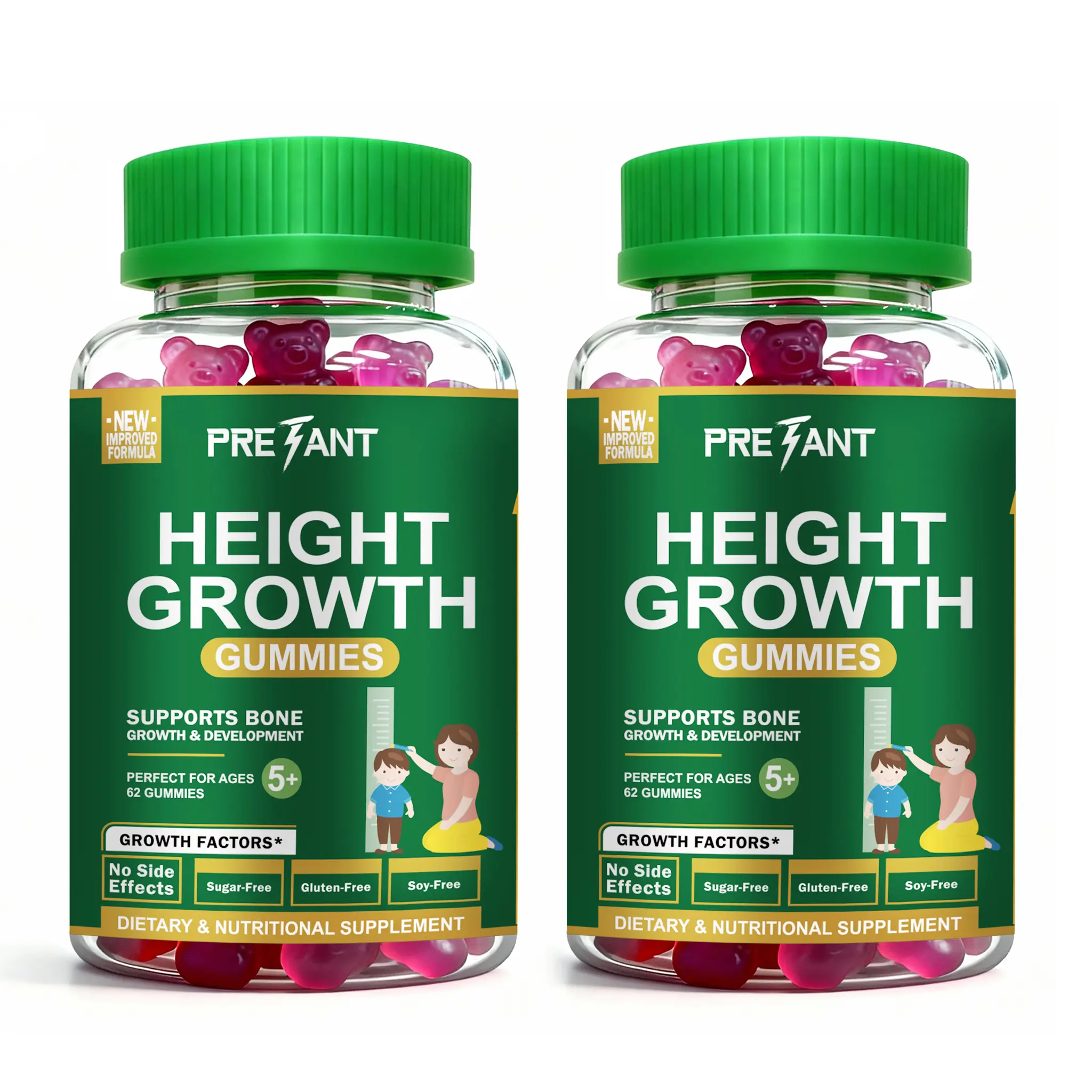 2X PRETANT- Growth Gummies (Grape) Natural Growth & Development Supplement for Kids & Teens - Vitamin C, Calcium & Ashwagandha - Bone Strength Vitamins - Picky Eater Vitamin for Kids - Ages 5+